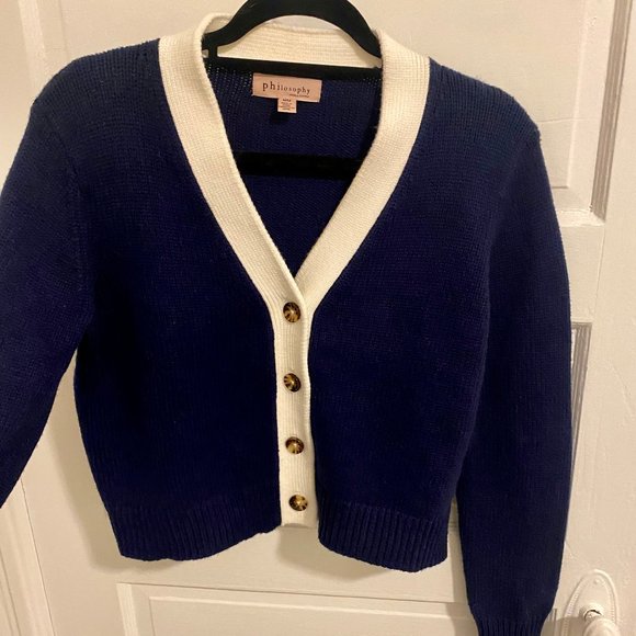 Philosophy Navy.White Cardigan - Picture 2 of 6